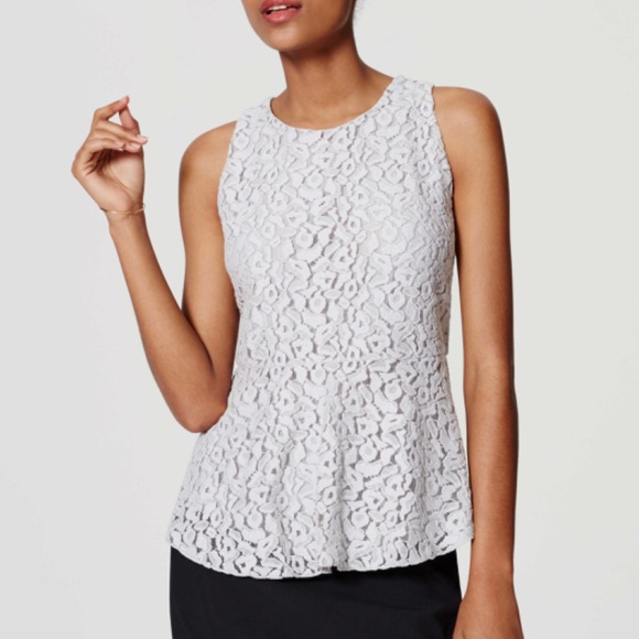 Grey peplum blouse printed Loft - Picture 1 of 5